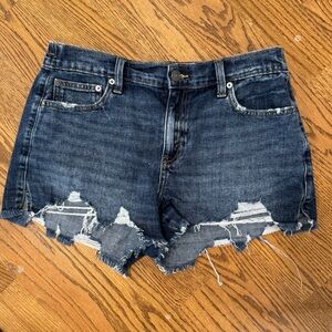 Aerie Blue Distressed Jean Shorts